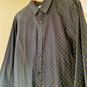 VINCE. Men's dark green geometric button Shirts